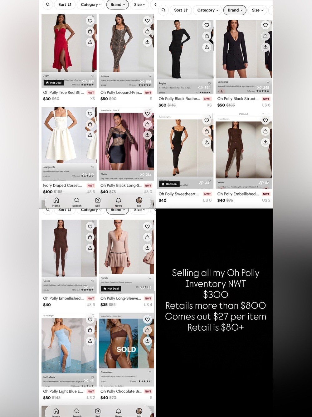 Oh Polly Mixed Dresses & Sets in Black, Ivory, Blush, Light Blue, Brown, Red